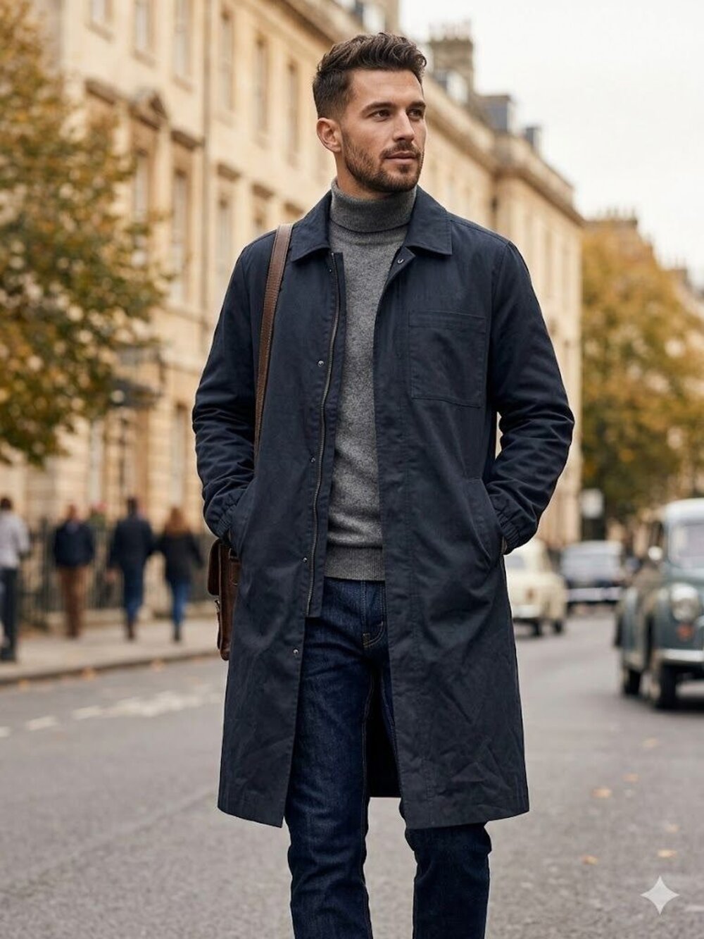 Goodman Brand Trench Jacket Mens Medium M Dark Navy Blue NWT Modern Fit Overcoat